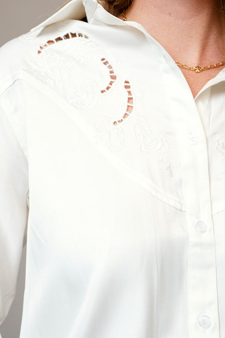 White Western Button Up Southern Style Boutique tres chic houston rodeo