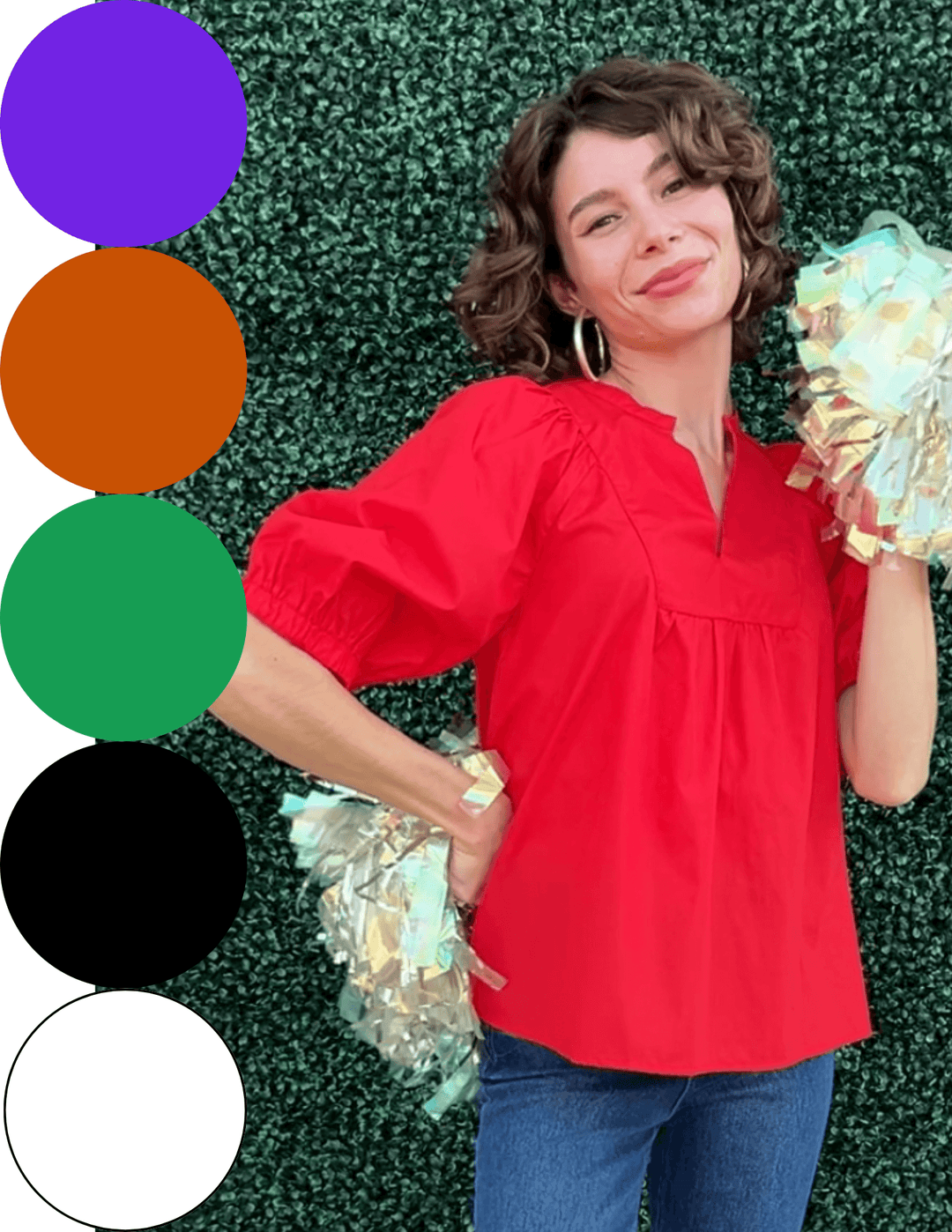 Yoke V Neck 100% Cotton Top red for UH game day 