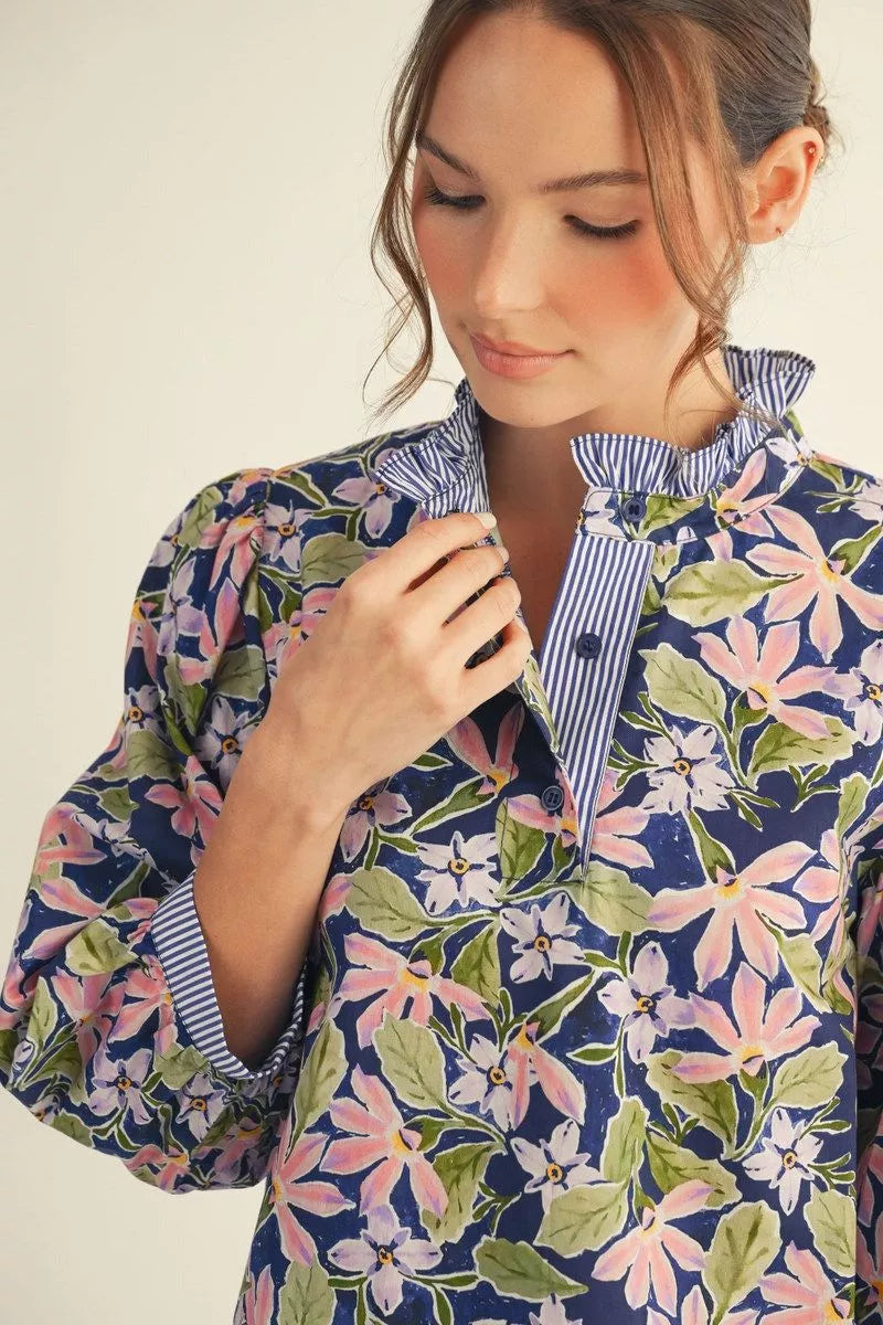 Cotton Floral Print Top
