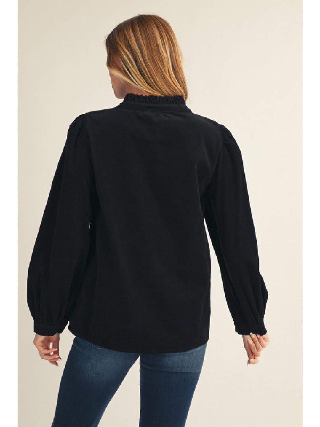 black cream and olive Corduroy Embroidered Long Sleeve Blouse Jodifl Women's Boutique