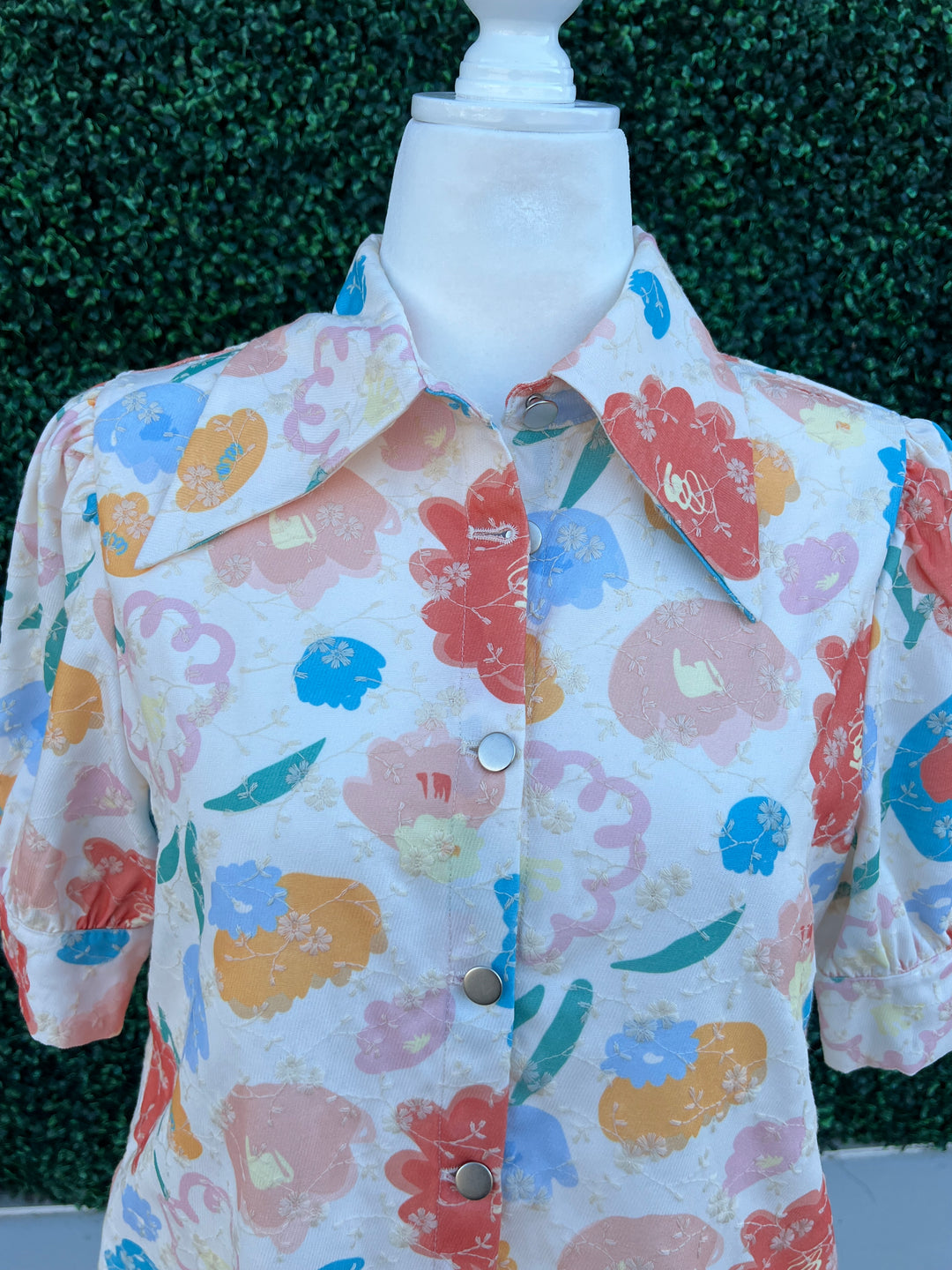 colorful printed Stamped Floral Embroidered Dress Quality Women&