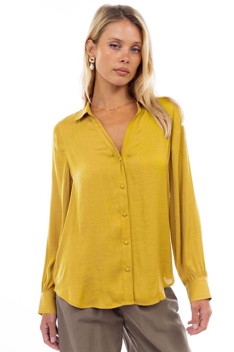 fall silky satin blouses colorful tops at houston texas boutique long sleeve gold perfect for work