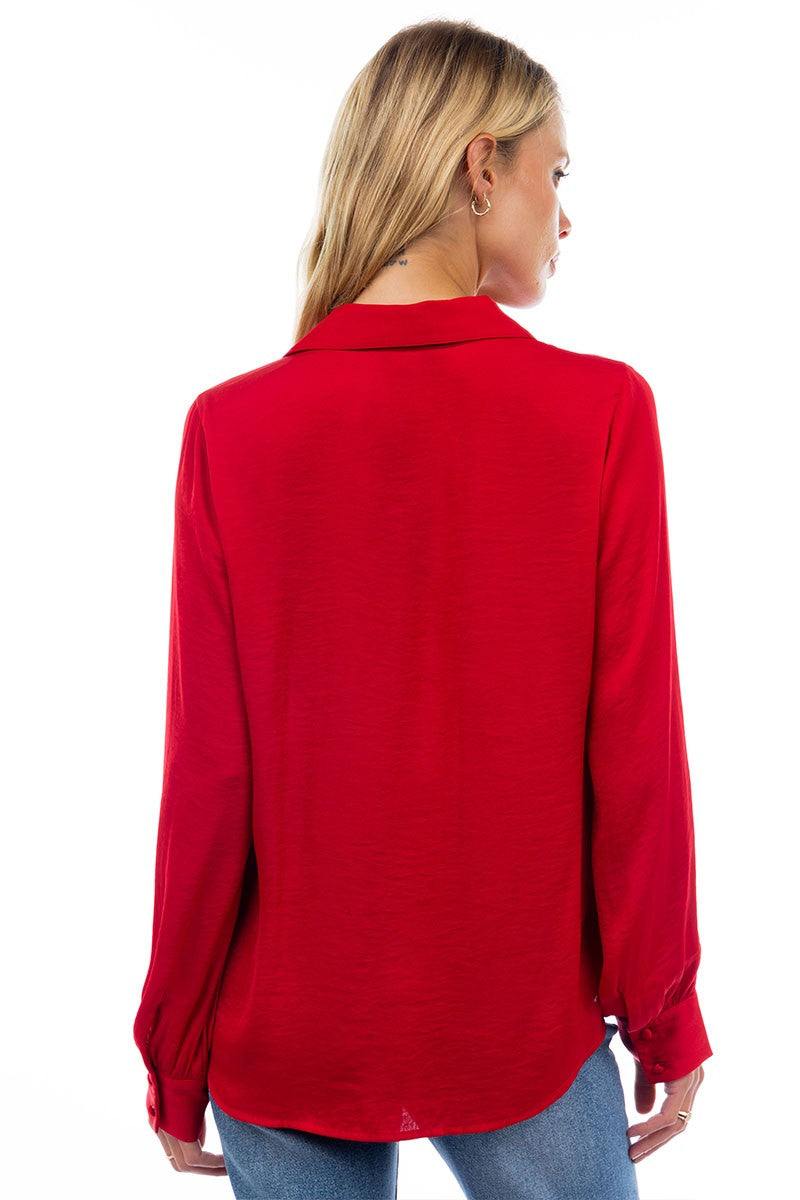 fall silky satin blouses colorful tops at houston texas boutique long sleeve red dressy tops