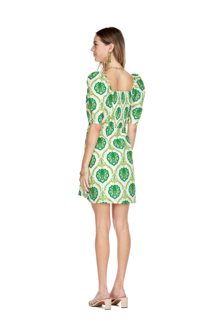 green and yellow print dress Quality Women&