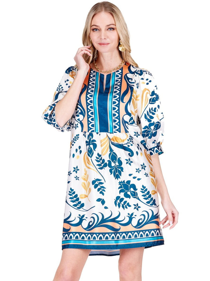 Navy Border Dress