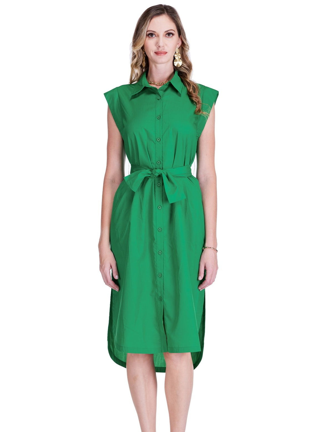 Cap Sleeve Button Down Midi Dress