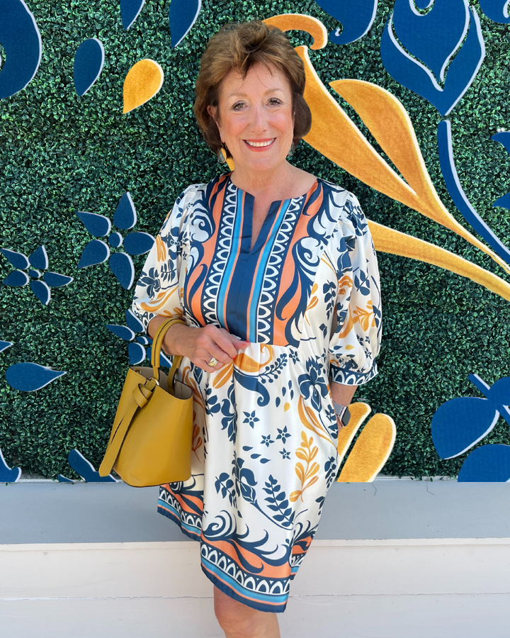 Navy Border Dress