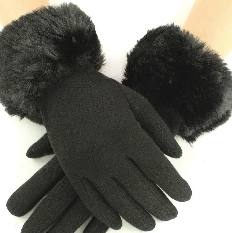 Faux fur touch screen colorful gloves womens stocking stuffer ideas black