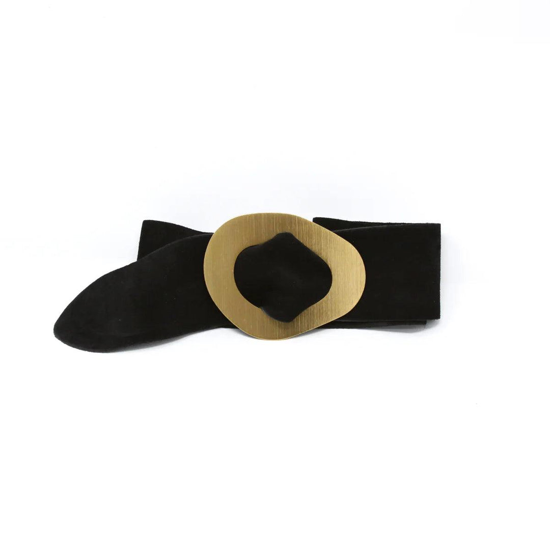 Abstract Gold Buckle Belt leather womens gift ides tres chic boutique