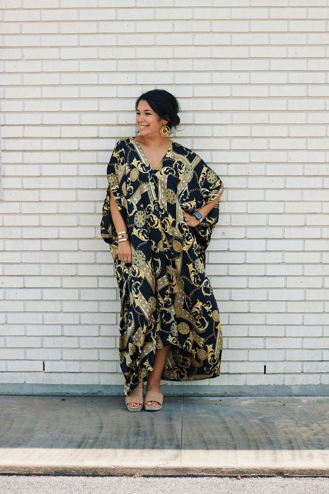Black and Gold Linked Caftan - Tres Chic Houston