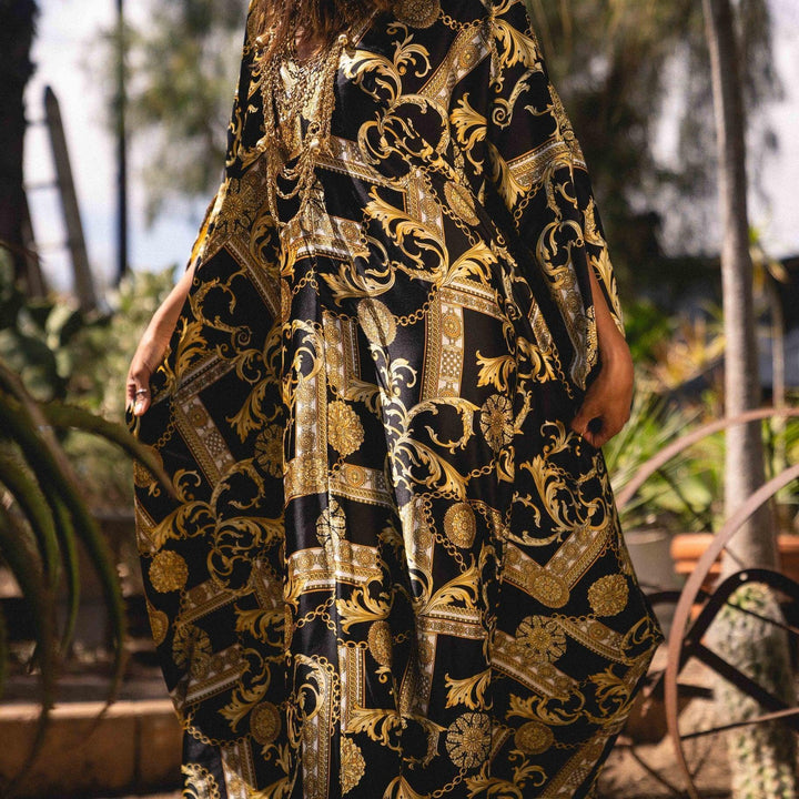Black and Gold Linked Caftan - Tres Chic Houston