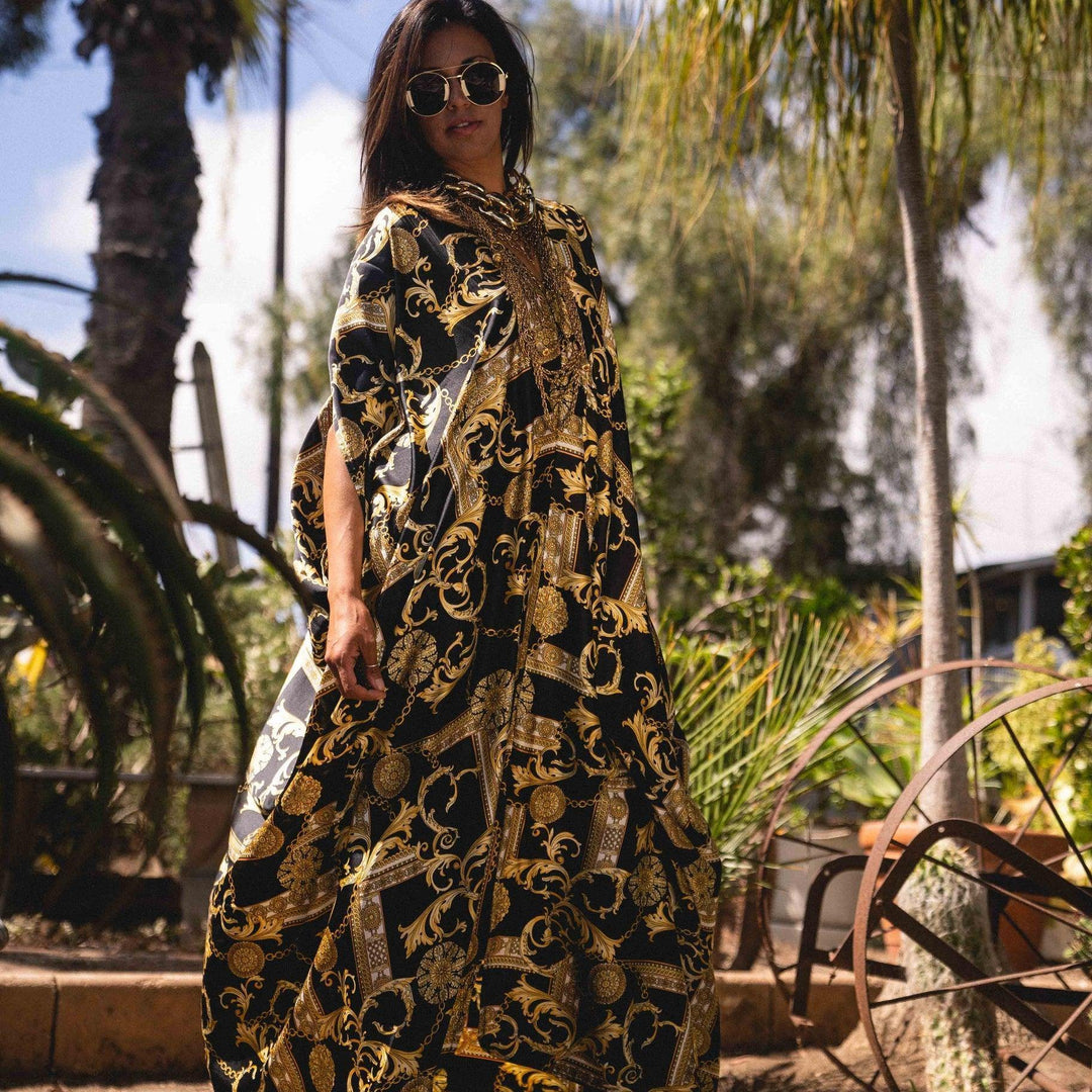 Black and Gold Linked Caftan - Tres Chic Houston