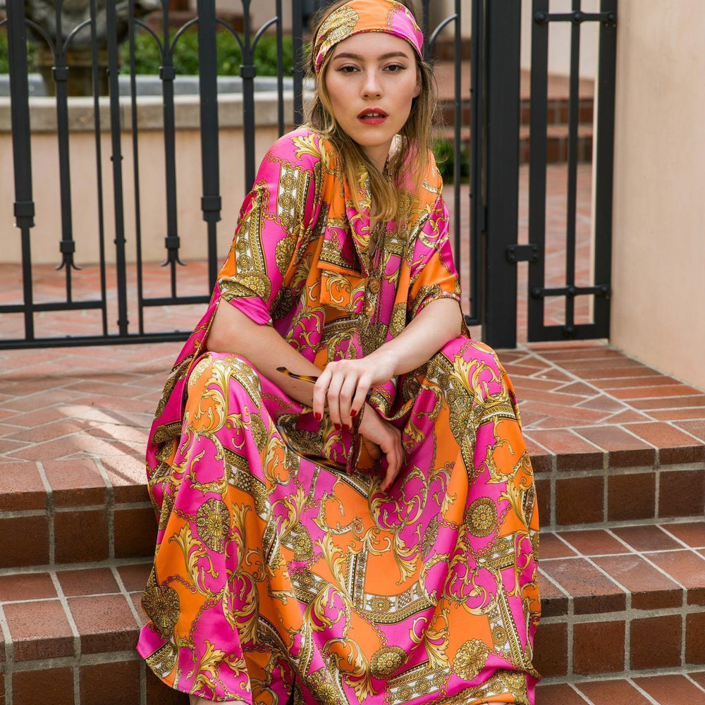 Pink and Orange Linked Caftan - Tres Chic Houston