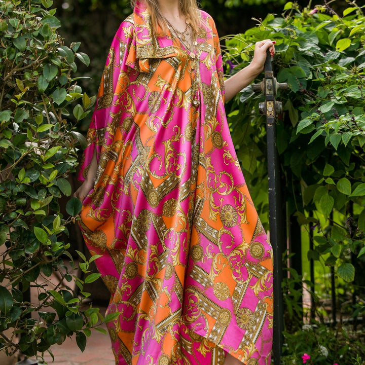 Pink and Orange Linked Caftan - Tres Chic Houston