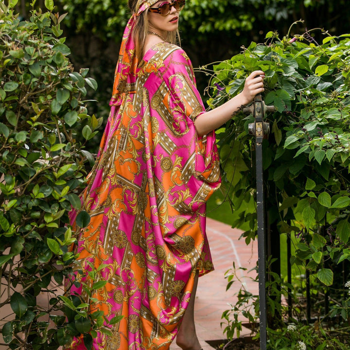 Pink and Orange Linked Caftan - Tres Chic Houston