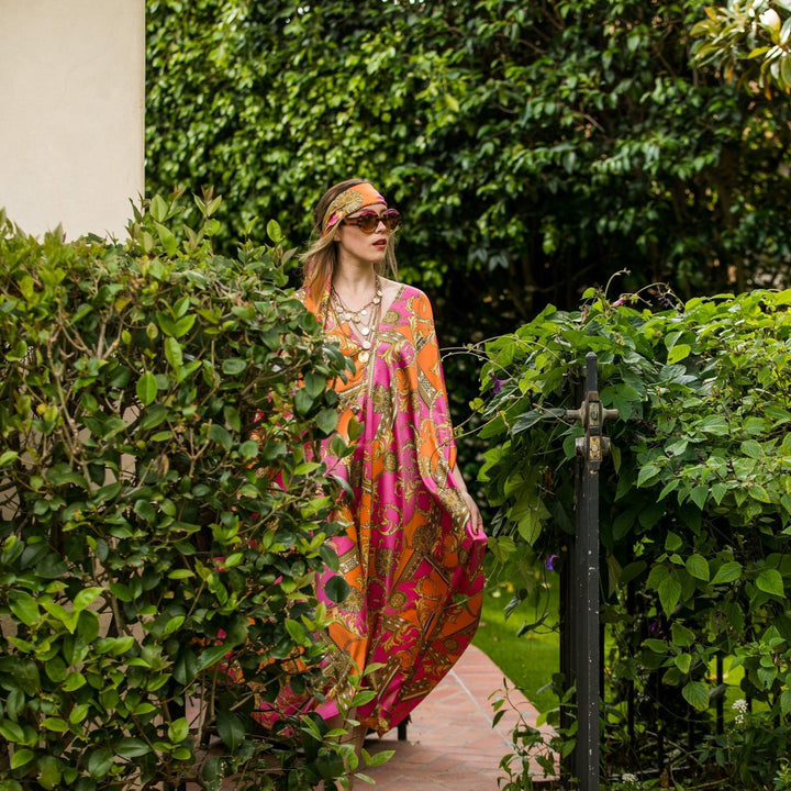 Pink and Orange Linked Caftan - Tres Chic Houston