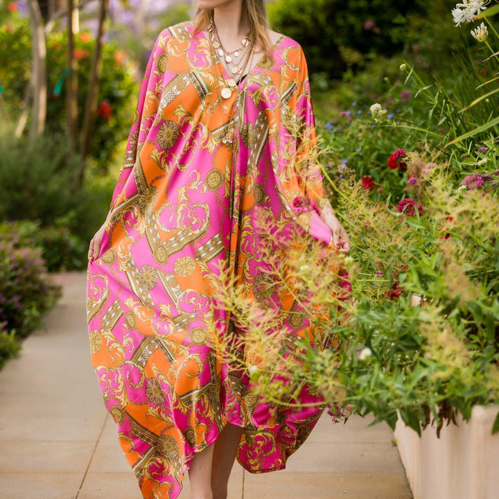 Pink and Orange Linked Caftan - Tres Chic Houston