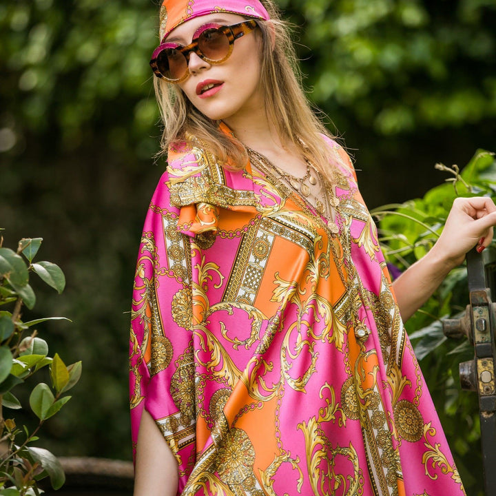 Pink and Orange Linked Caftan - Tres Chic Houston
