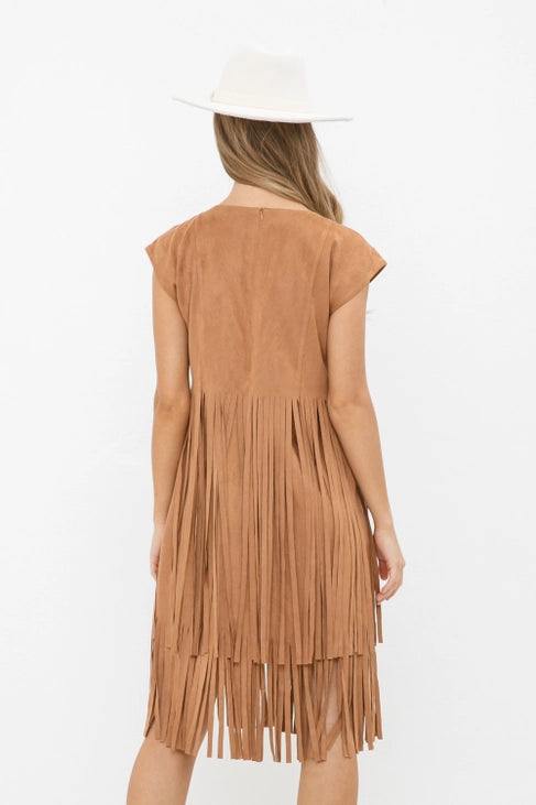 Embroidered Suede Fringe Dress what to wear to hlsr