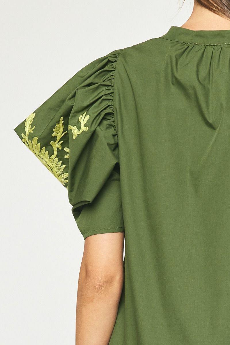entro brand embroidered dress olive and lime boutique fall womens clothing