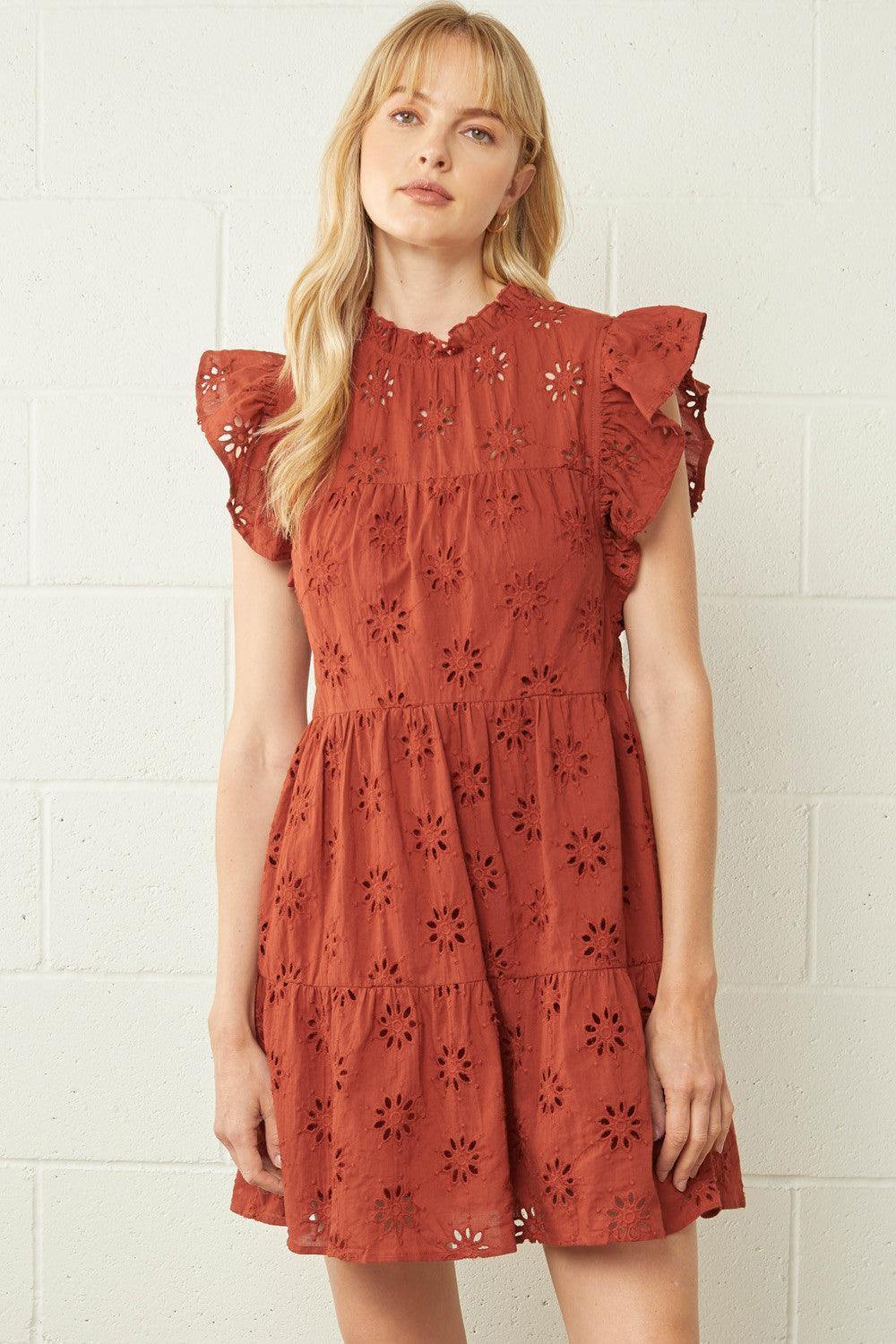 Ruffle Eyelet Dress - Très Chic