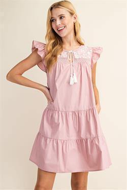 Embroidered Tassel Ruffle Dress - Tres Chic Houston