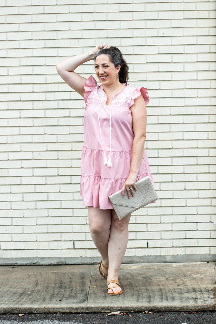 Embroidered Tassel Ruffle Dress - Tres Chic Houston