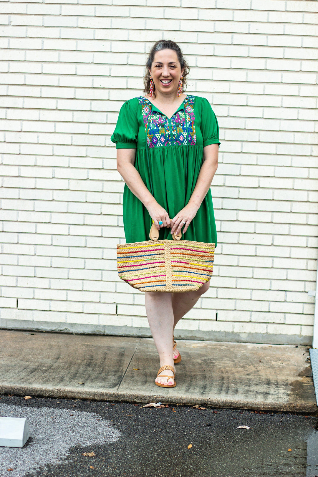 Embroidered Yoke Babydoll Dress - Tres Chic Houston