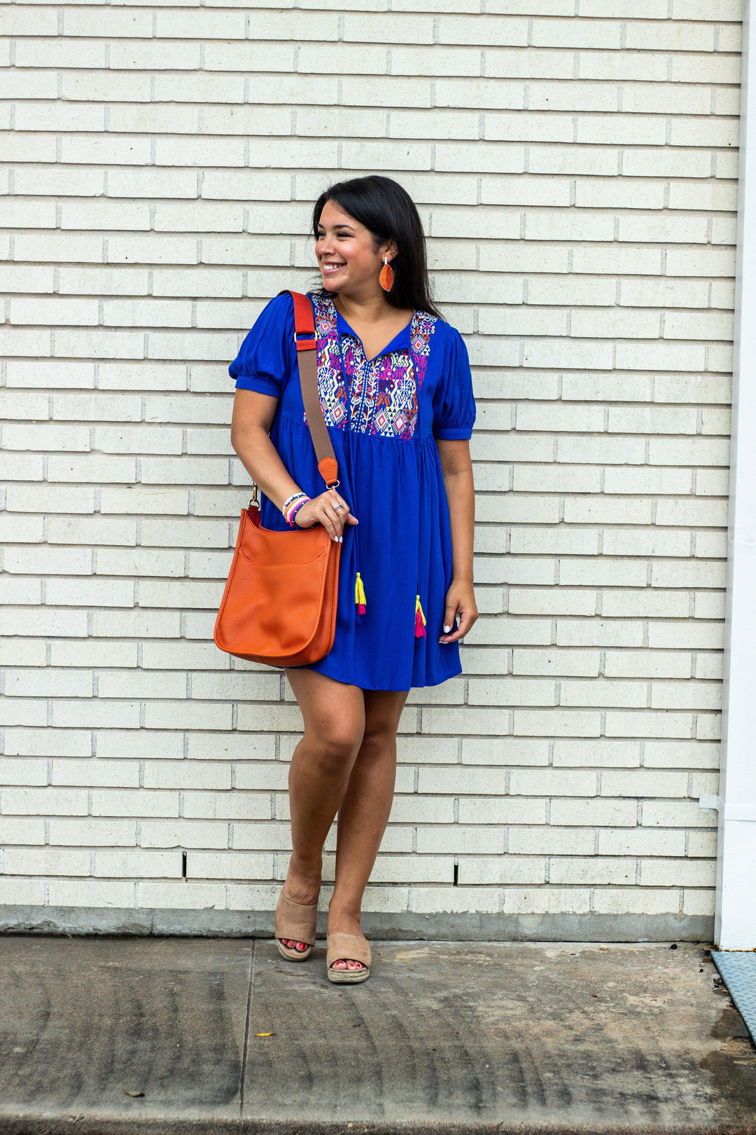 Embroidered Yoke Babydoll Dress - Tres Chic Houston