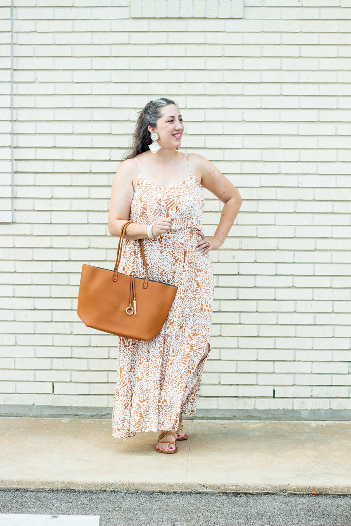 Giraffe Ruffle Printed Maxi - Tres Chic Houston