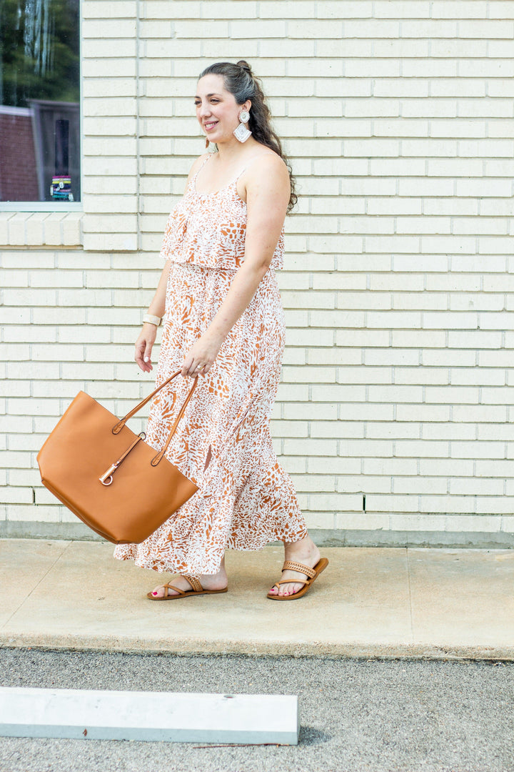 Giraffe Ruffle Printed Maxi - Tres Chic Houston