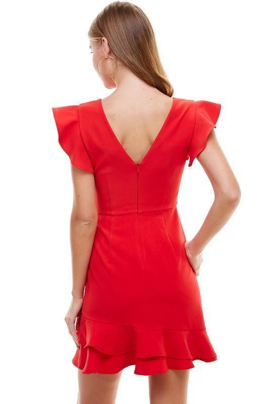 Red Ruffle Dress - Tres Chic Houston