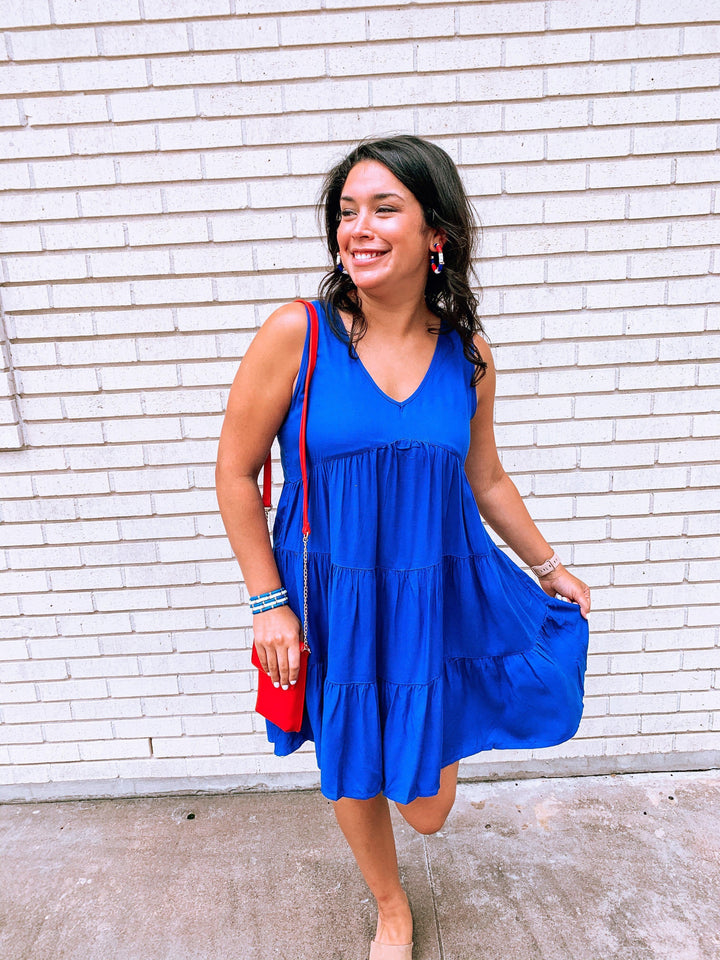 Royal Sleeveless Tiered Dress - Tres Chic Houston