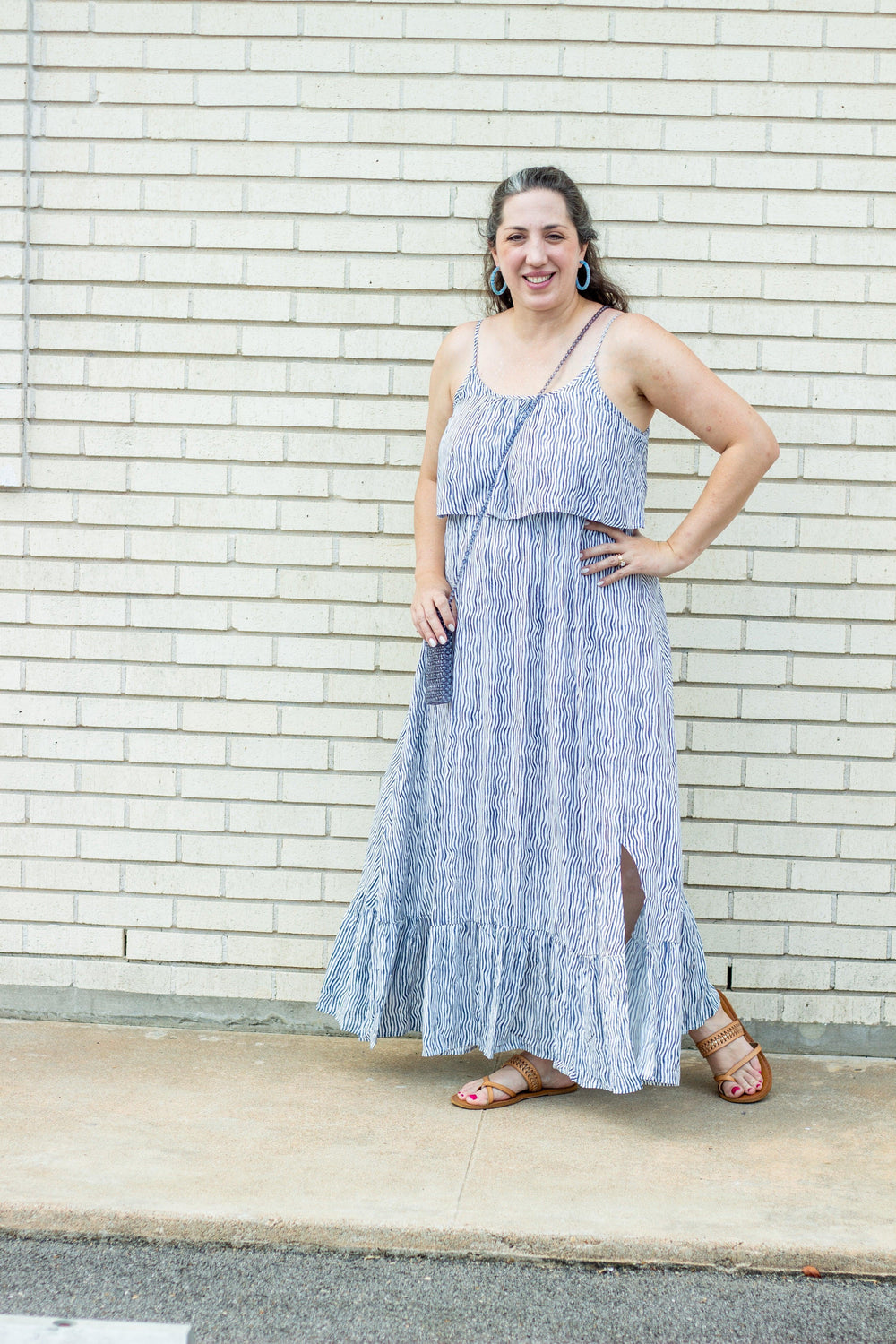 Striped Ruffle Maxi - Tres Chic Houston