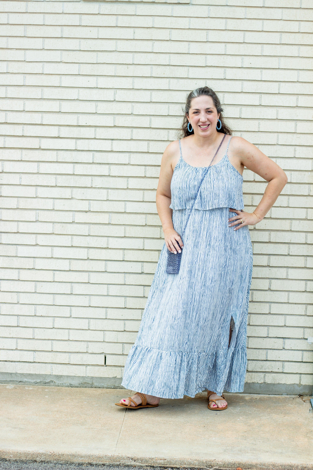 Striped Ruffle Maxi - Tres Chic Houston