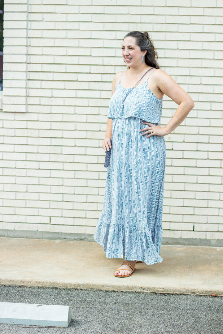 Striped Ruffle Maxi - Tres Chic Houston