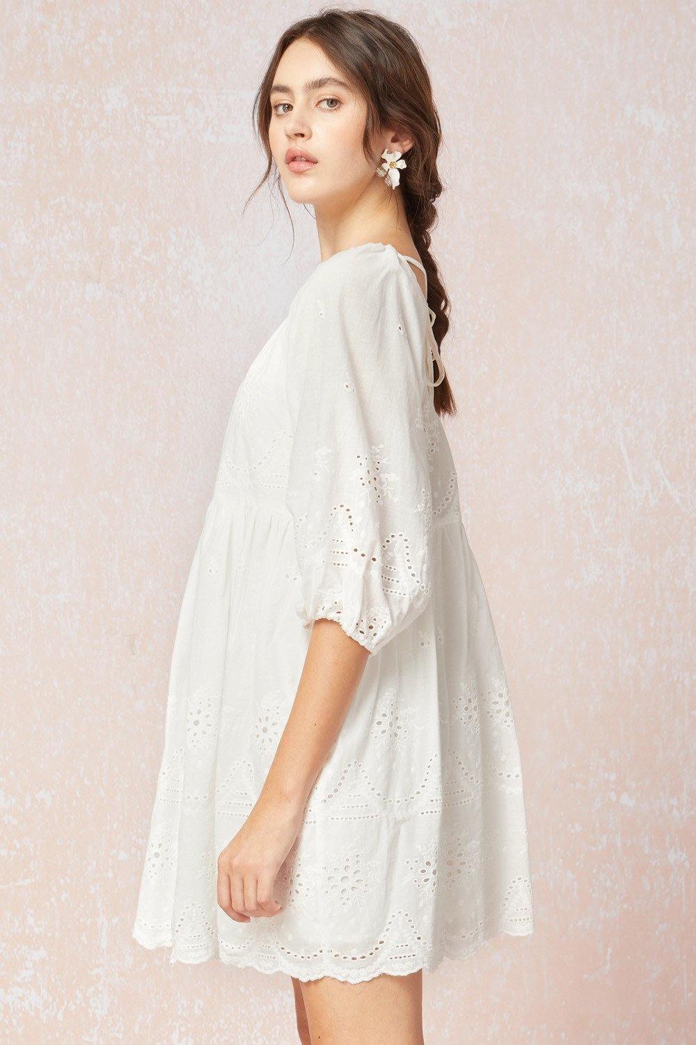 White Eyelet Dress - Tres Chic Houston