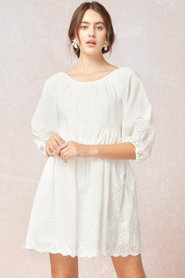 White Eyelet Dress - Tres Chic Houston