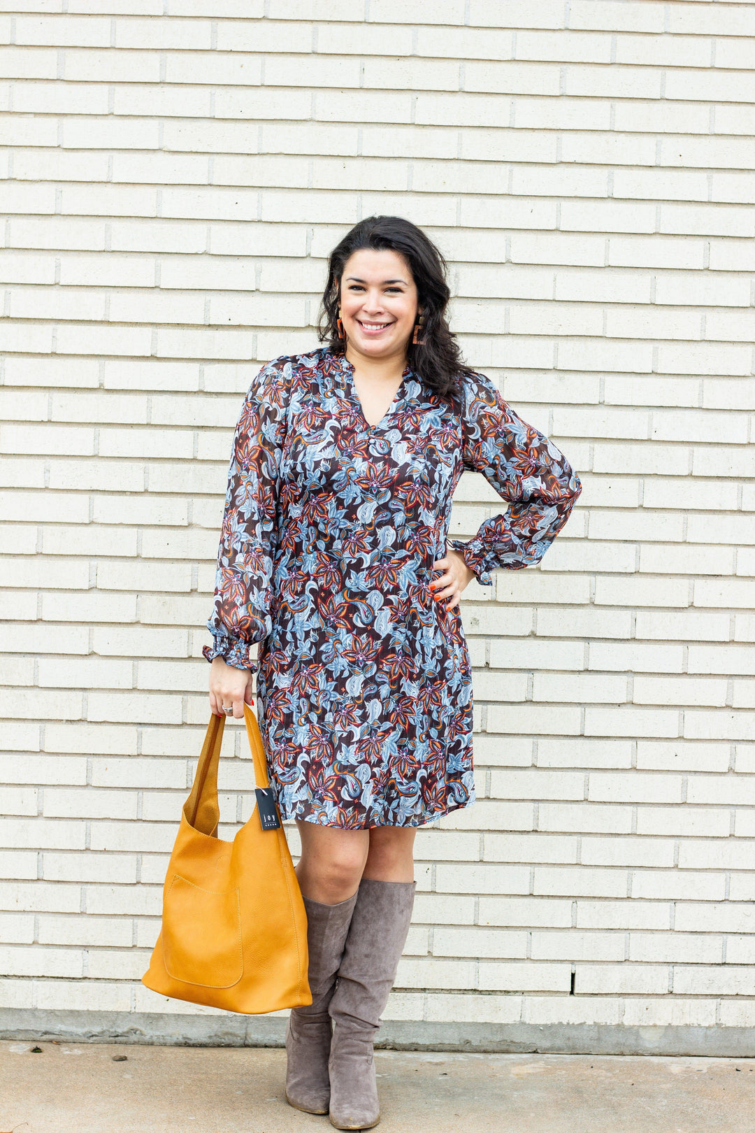 Sheer Paisley Print Belted Dress - Très Chic