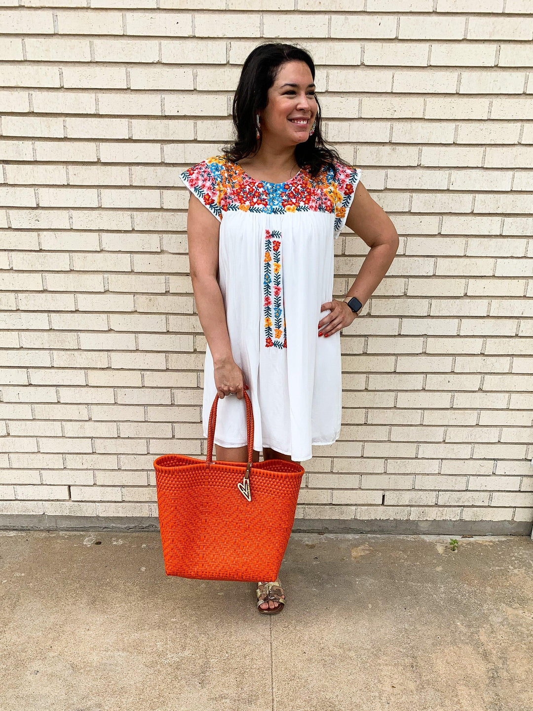 Embroidered Ivory Dress - Très Chic