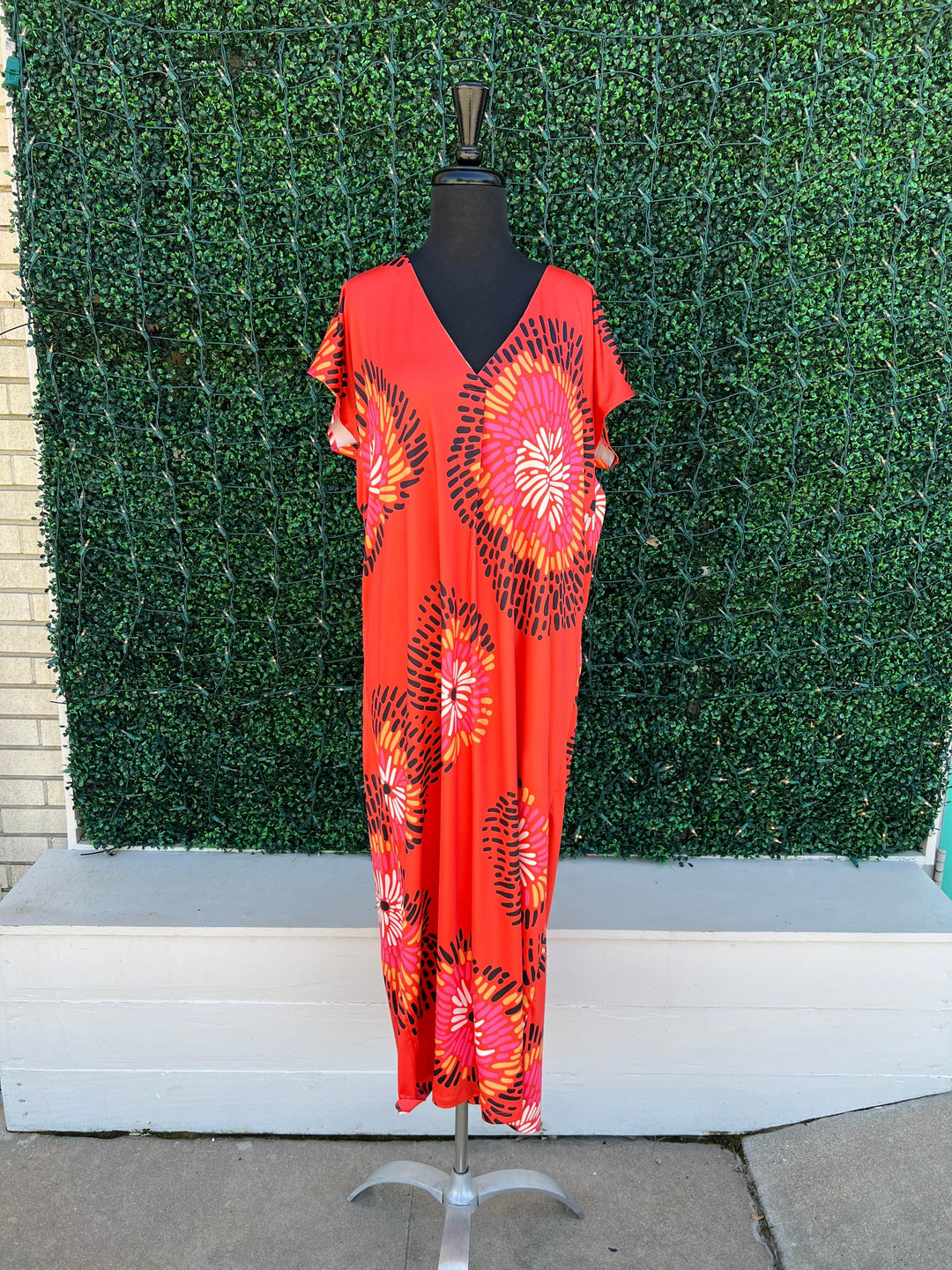 Fireworks Caftan Dress/Cover-up orange trendy online boutique