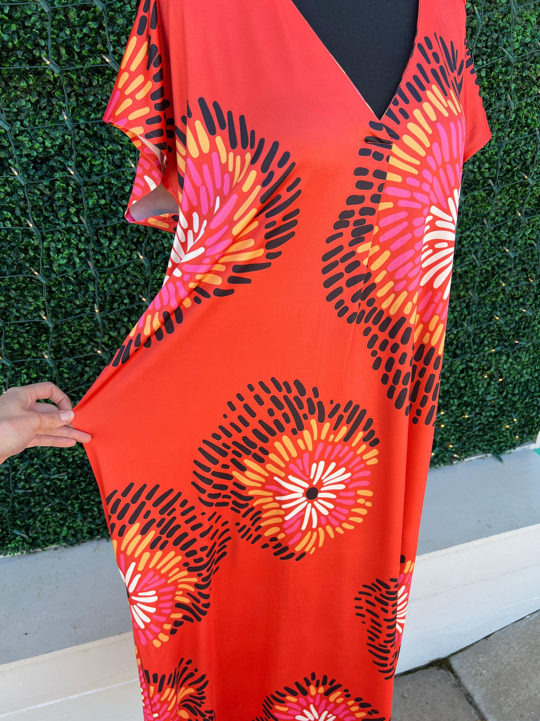 Fireworks Caftan Dress/Cover-up orange trendy online boutique
