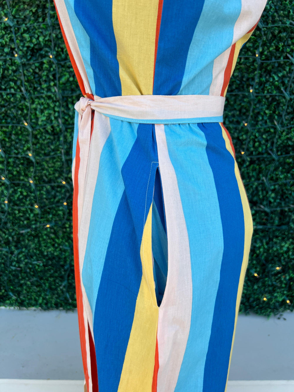 rainbow hroizontal stripe maxi dress 100% cotton womens online boutique button up