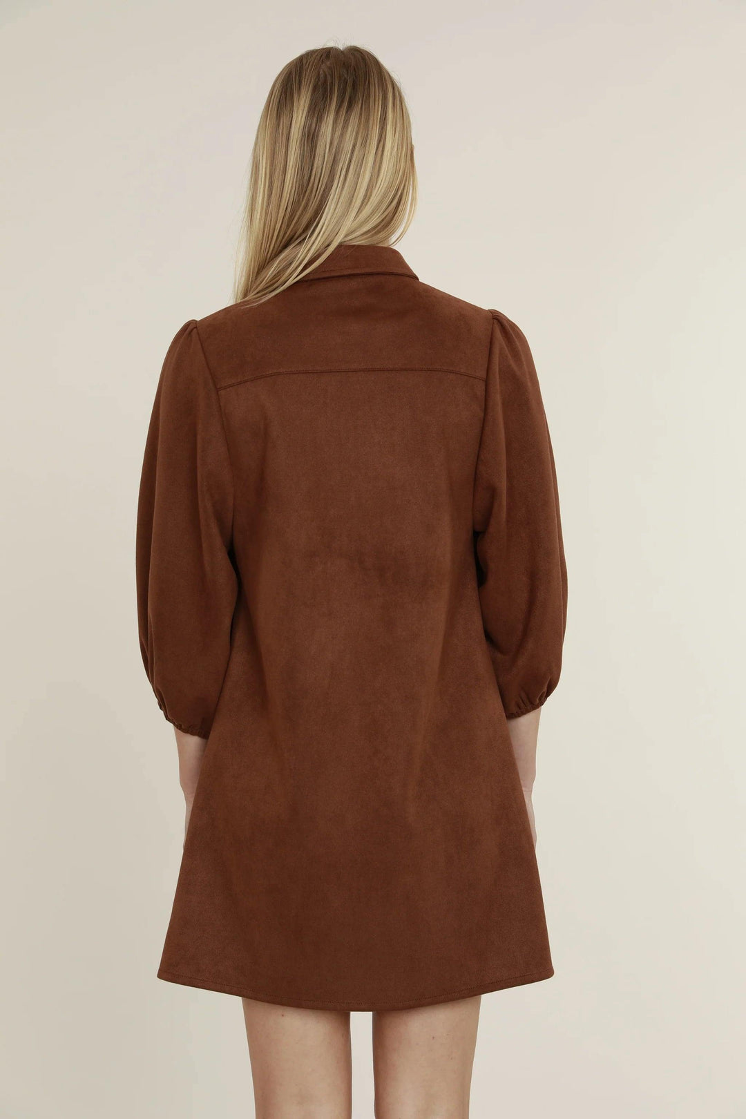 Dolce Cabo Vegan Suede Button Down Dress tres chic Houston women&