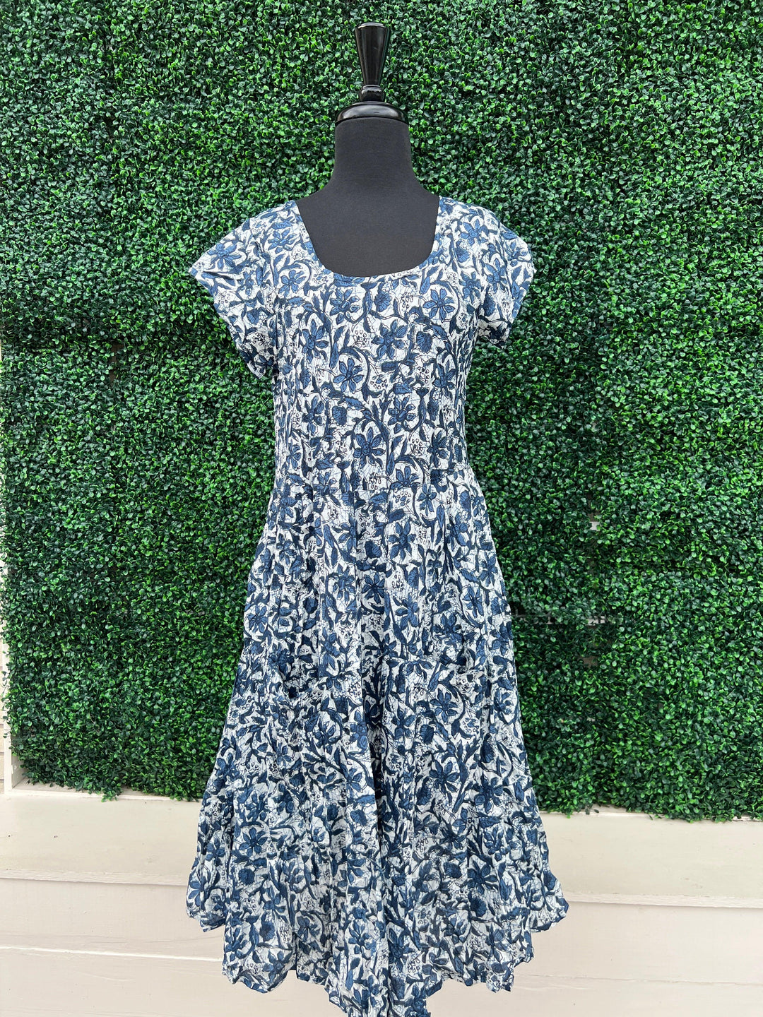 dress addict cotton colorful prints dresses boutique tres chic- blue and white