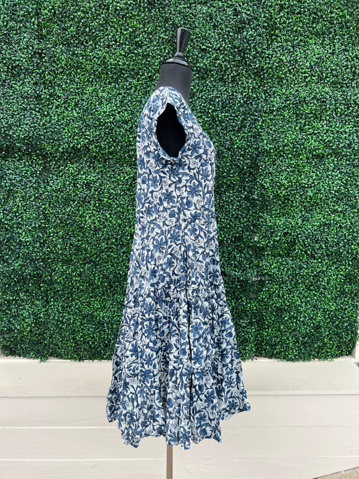 dress addict cotton colorful prints dresses boutique tres chic- cap sleeve midi