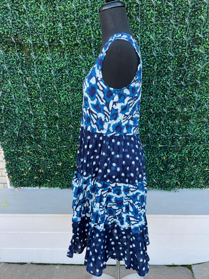 blue and white cotton spring summer dresses tres chic online boutique houston texas