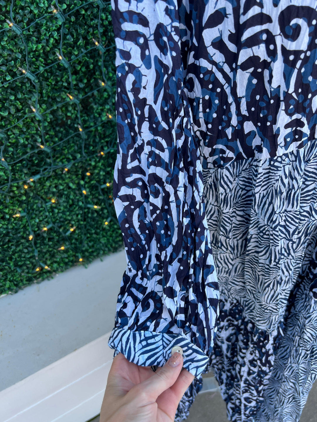 Dress Addict brand maxi dress blue mix print tres chic best online boutique