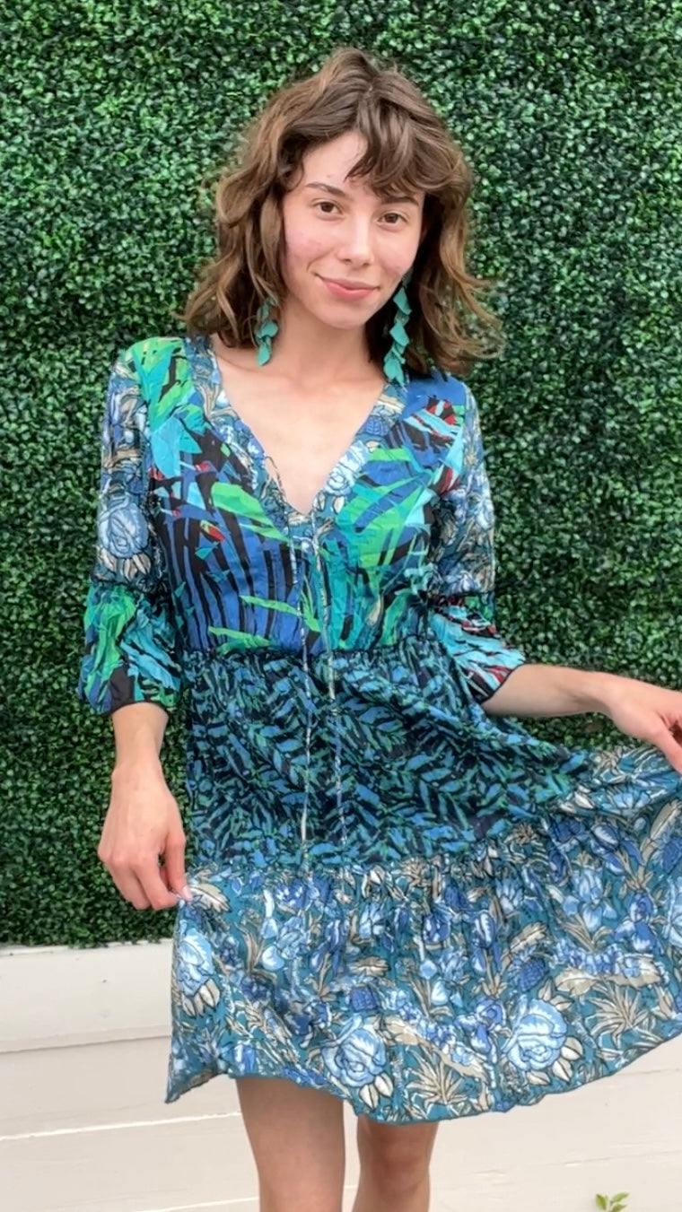 blue cotton tiered dress addict houston texas boutique women over 50