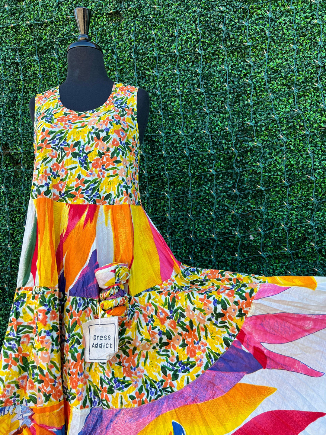 Yellow JOY Mix Midi Dress dress addict brand 100% cotton online boutique